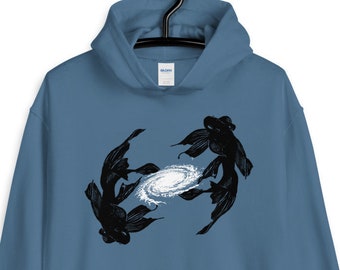 Koi Fish Hoodie, Unisex Hoodie, Art by Melodia, Galaxy, Koi, Boho, Modern, Drawing, Art Fashion