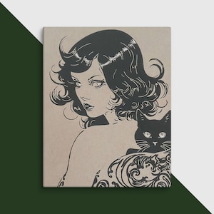 Familar I Inktober Drawing Reproduction on Canvas, Original Art by Melodia, Fine Art