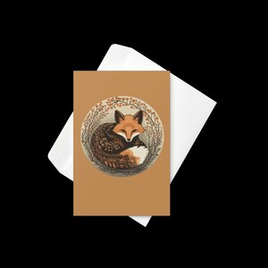 Carte de voeux renard niché, peinture à l'huile par Melodia, carte d'art, carte vierge