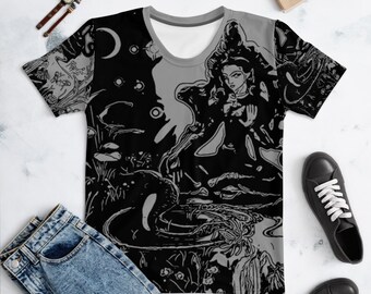 Goddess T-Shirt, Women's Lakshmi T-shirt, All-over Print Hindu Style Art Tee