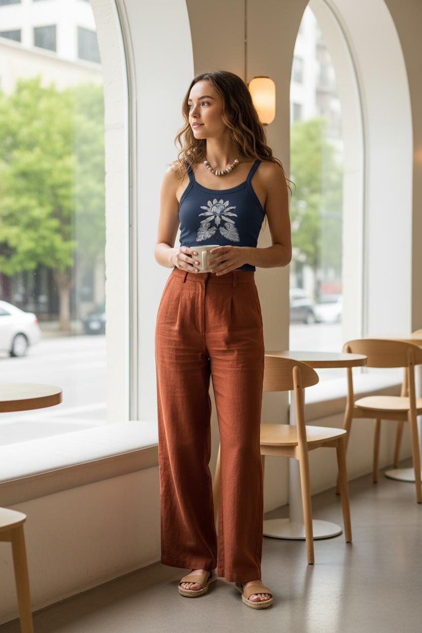 Lotus Bloom Vintage Inspired Art Micro Rib Crop Tank