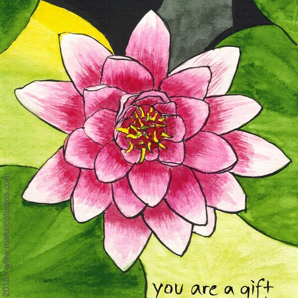 Lotus Blossom Birthday Card Etsy