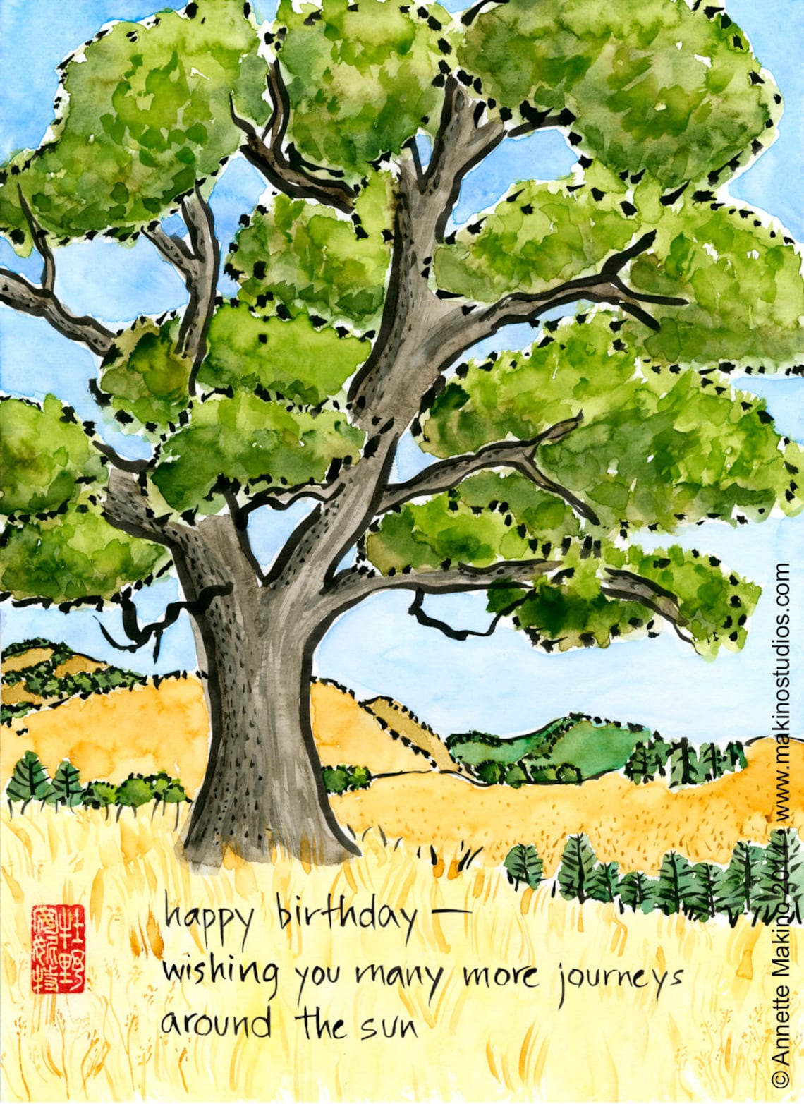 172. oak tree birthday card Etsy