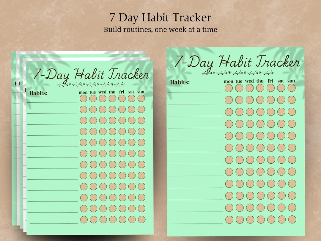 7 Day Habit Tracker | Cozy Weekly Planner Page (PDF) - Etsy