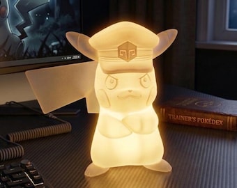 Lámpara 3D de Capitán Pikachu / Luz RGB de 18 colores / Decoración para sala de videojuegos