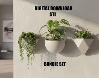 Wall Planter Bundle STL – Set of 2 Minimal Modern Plant Holders