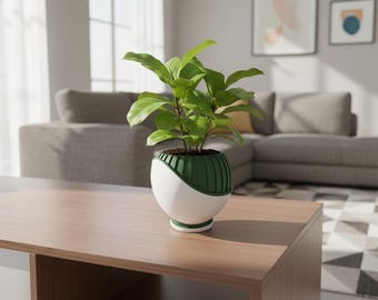Maceta moderna bicolor STL/imprimible en 3D para escritorio y decoración del hogar