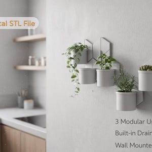 Modular Wall Planter STL – No-Drip Indoor 3D Print File (Digital Download)