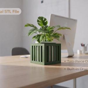 Modern Square Planter STL File | Decorative Indoor Planter