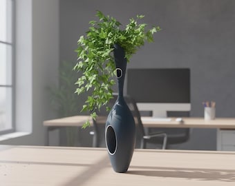 Jarrón orgánico hueco y curvo / Decoración minimalista impresa en 3D / Descarga digital STL