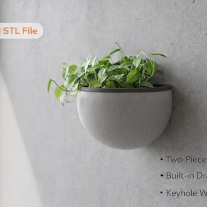 Nowoczesna minimalistyczna donica ścienna STL z drenażem (pobranie cyfrowe)