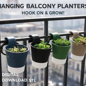 Modern Balcony Railing Planter | Self Watering Flower Pot (Digital Download)