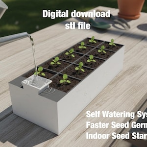 Self Watering Seed Starter Planter STL | 12 Cell Indoor Garden