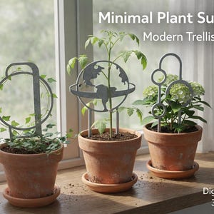 Enrejado moderno para plantas (archivo STL) / Soporte minimalista imprimible en 3D (220 mm)