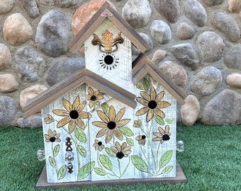 Large Birdhouse, Rustic Condo Birdhouse, Wooden Birdhouse, Large Bird House Post Mount Condo Birdhouse, Farmhouse Birdhouse, Painted House