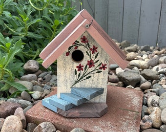 BIRDHOUSE, Rustic Birdhouse, Wooden Birdhouse, Handmade Birdhouse, Bird House Functional For Birds, Hand Painted Outdoor Birdhouse