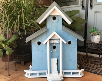 Custom Birdhouse, SPECIAL ORDER, Functional Condo Bird Houses For Post Mount With Five Chambers, Birdhouses Built By Michele McKee-Orsini