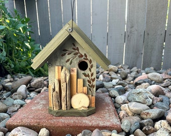 BIRDHOUSE, Rustic Birdhouse, Wooden Birdhouse, Handmade Birdhouse, Bird House Functional For Birds, Hand Painted Outdoor Birdhouse