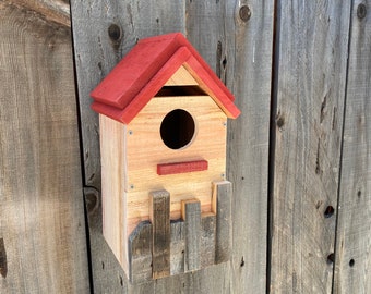 Screech Owl Box Birdhouse, SPECIAL ORDER, Post Mount Owl Box, Vineyard Screech Owl Watch Box, Screech Owl House, Large Custom Owl Bird House