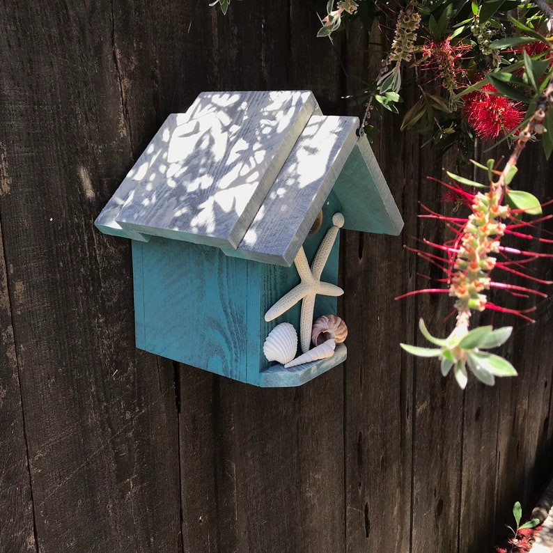Bird House For The Outdoors with Starfish Seashells Coastal Etsy