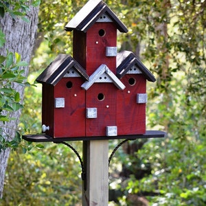 Large Birdhouse for Outdoors, SPECIAL ORDER, Post Mount Birdhouse, Condo Bird House, Rustic Birdhouse, Backyard Birdhouse image 2