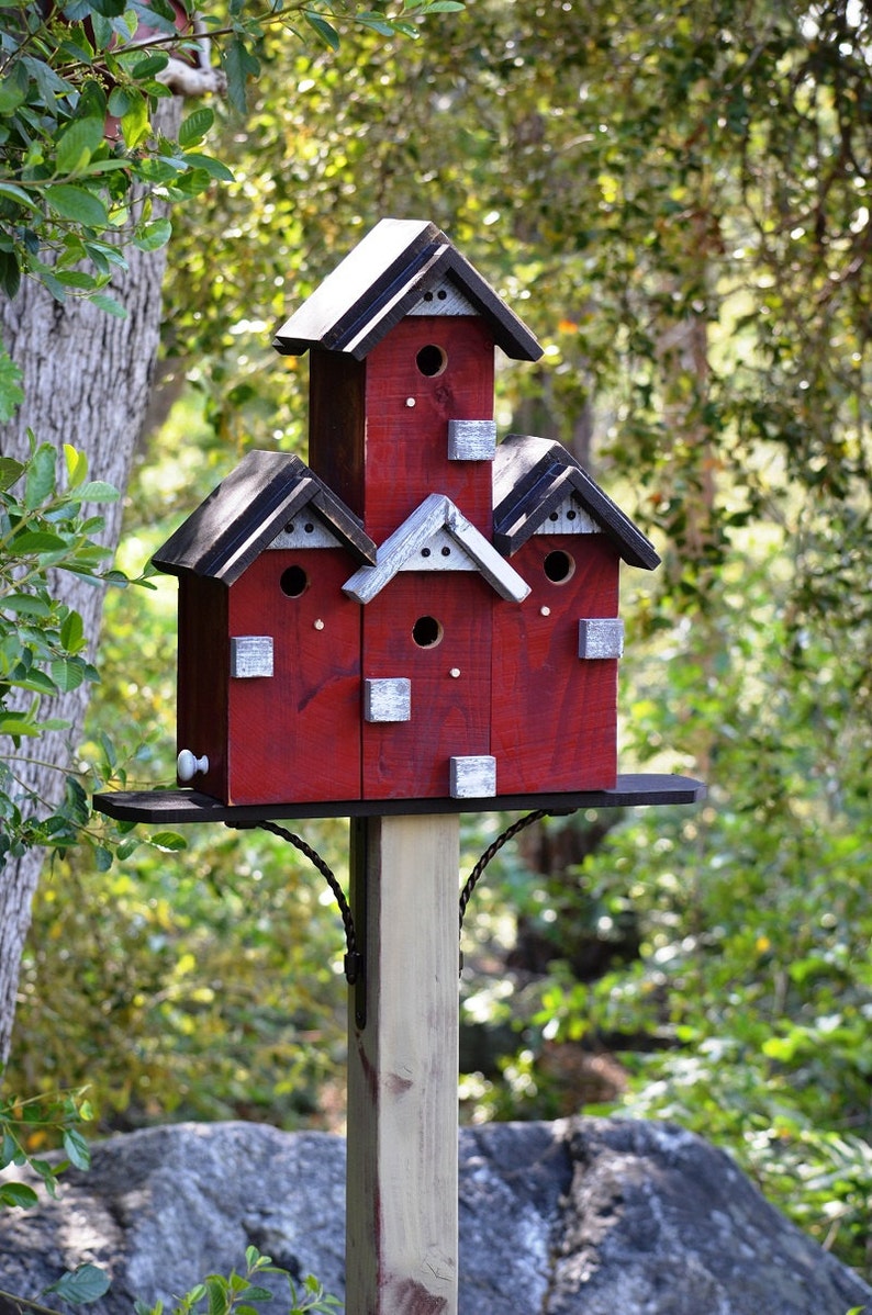 Large Birdhouse for Outdoors, SPECIAL ORDER, Post Mount Birdhouse, Condo Bird House, Rustic Birdhouse, Backyard Birdhouse image 2