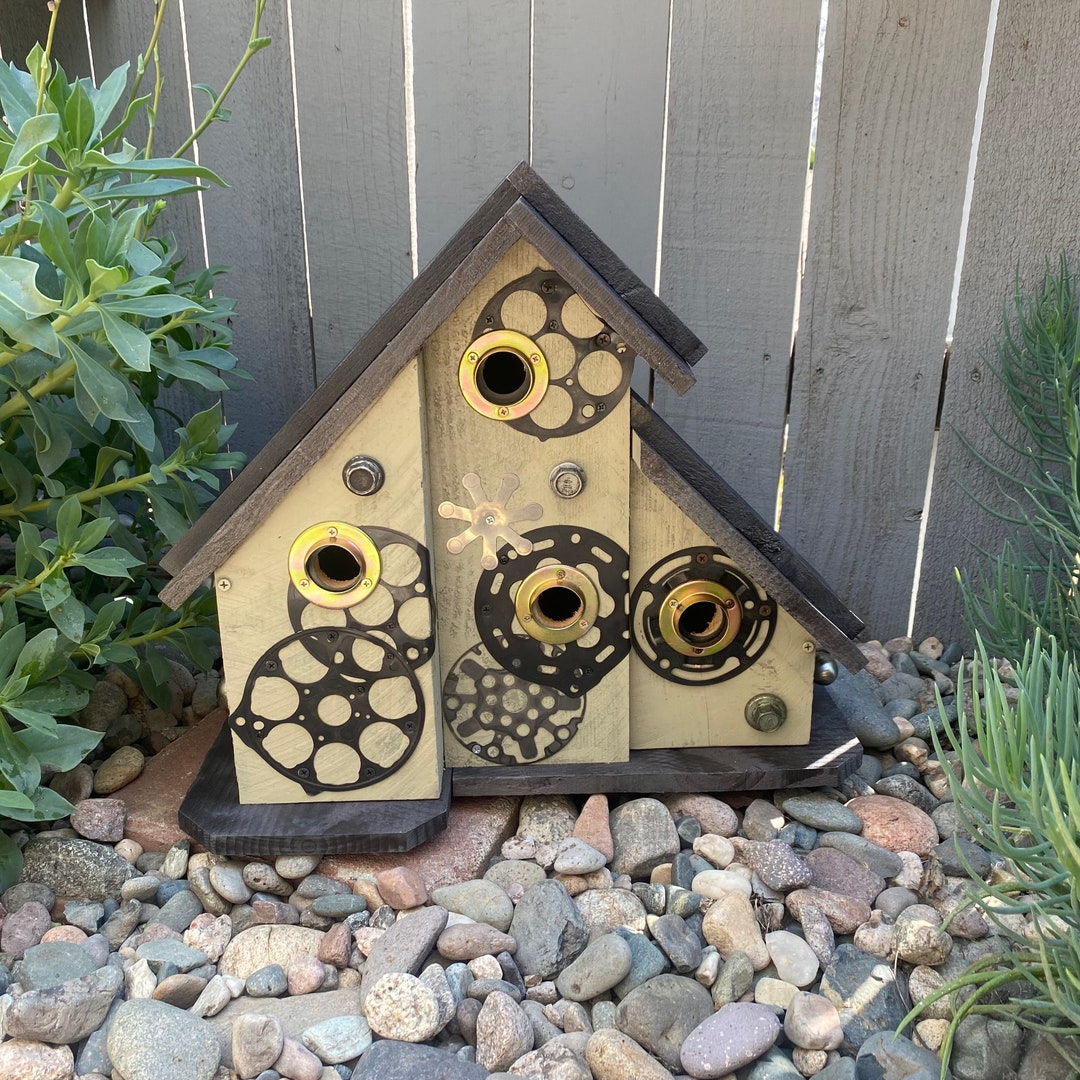 Condo Birdhouse Automotive Inspired Bird's House, Outdoor Post Mount