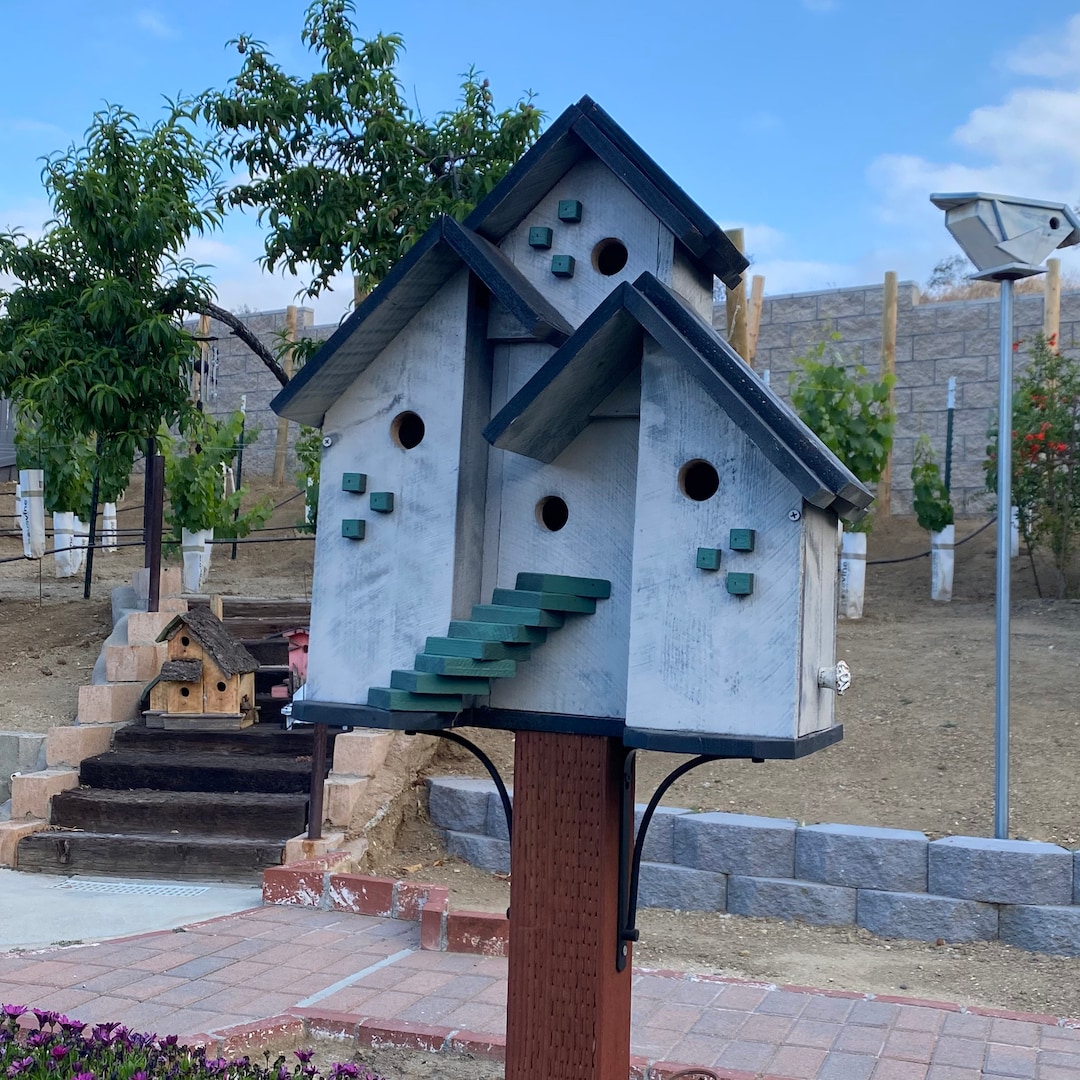 Condo Birdhouse, Large Birdhouse for Outdoors, SPECIAL ORDER, Post