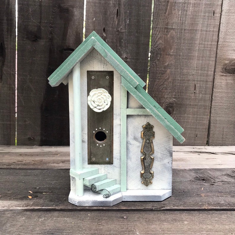 Birdhouse Outdoor Post Mount Bird House Sparrow Side Box Etsy