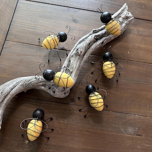 Estatua de abejorro de madera para decoración del hogar, abeja de miel hecha a mano