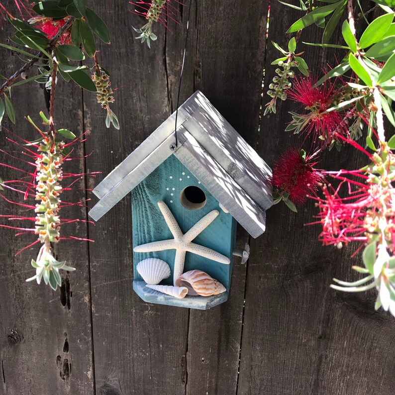 Bird House For The Outdoors with Starfish Seashells Coastal Etsy