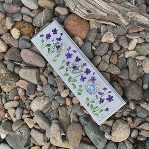 Wall Mount Necklace Jewelry Organizer Handcrafted Wood with Hand Painted Purple Flower Design