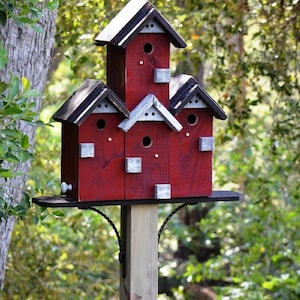 Large Birdhouse for Outdoors, SPECIAL ORDER, Post Mount Birdhouse, Condo Bird House, Rustic Birdhouse, Backyard Birdhouse image 3