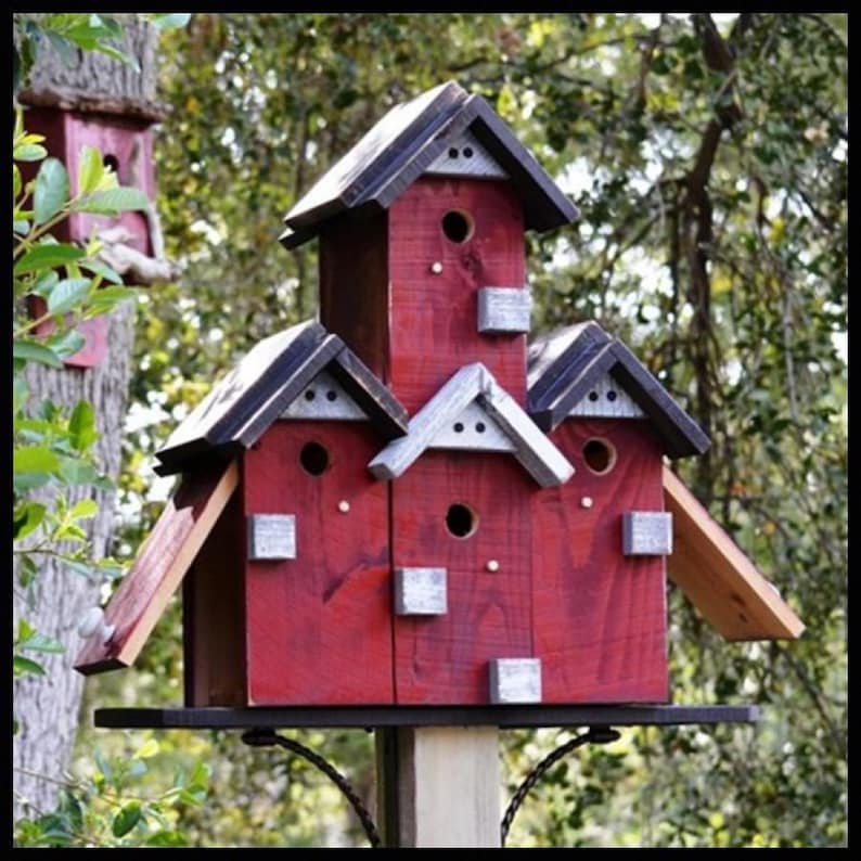 Large Birdhouse for Outdoors, SPECIAL ORDER, Post Mount Birdhouse, Condo Bird House, Rustic Birdhouse, Backyard Birdhouse image 1