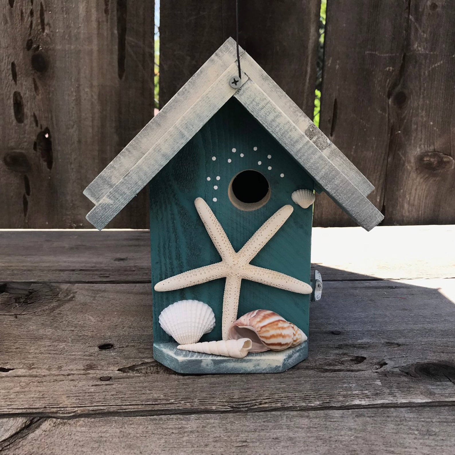 Bird House For The Outdoors with Starfish Seashells Coastal | Etsy
