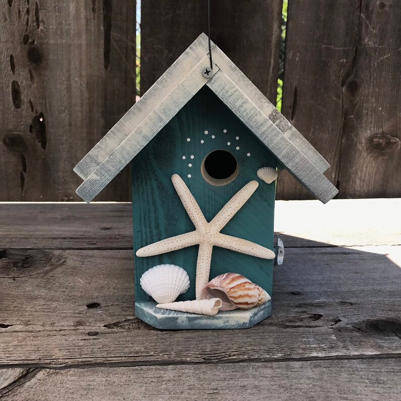 Bird House For The Outdoors with Starfish Seashells Coastal Etsy