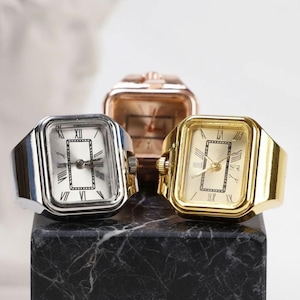 Anpassad ringklocka med romerska siffror, personlig fingerklocka, vintage smyckespresent för män och kvinnor, graverad jubileumspresent, kvartsklocka