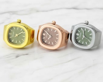 Personalized Ring Watch, Custom Engraved Finger Watch for Women, Retro Quartz Jewelry, Unique Birthday or Anniversary Gift, Vintage Design