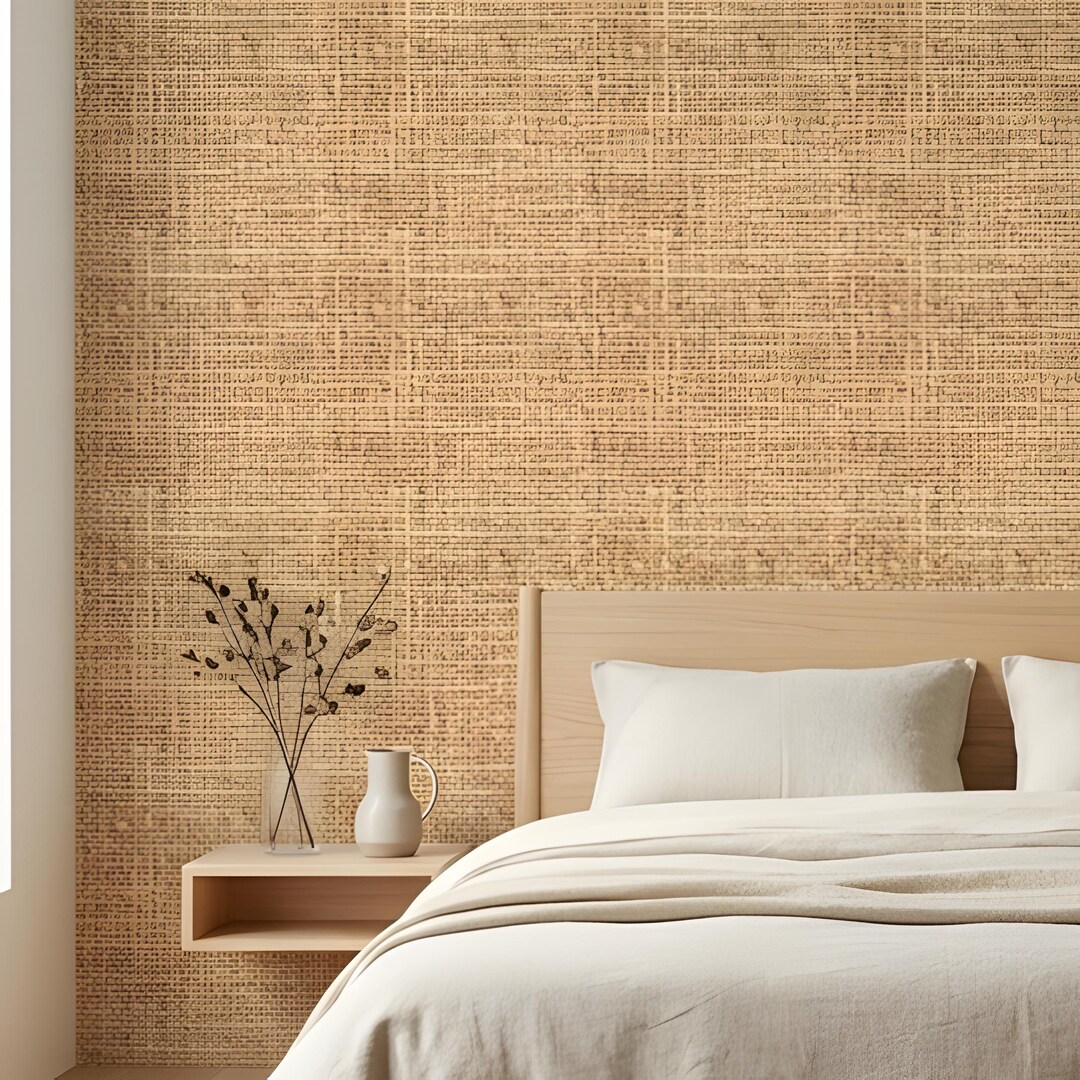 Rustic Burlap Texture Wallpaper, Boho Farmhouse Peel and Stick Wall ...