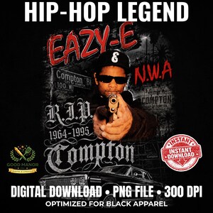 Eazy digitale download PNG | Muurdecoratie met hiphoplegende | Rap-tribute kunstwerk | Printbaar in hoge resolutie | Direct downloaden