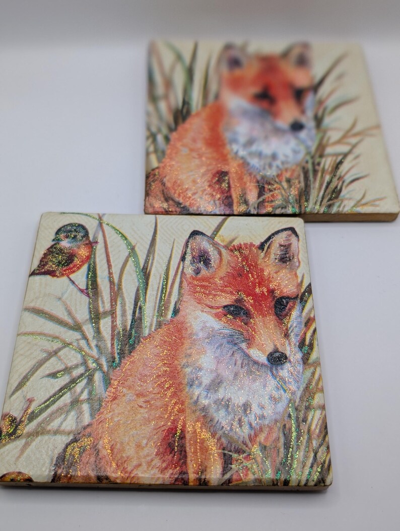 Fox Ceramic Coaster - Woodland Animal Drink Coaster, Cute Rustic Decor ...