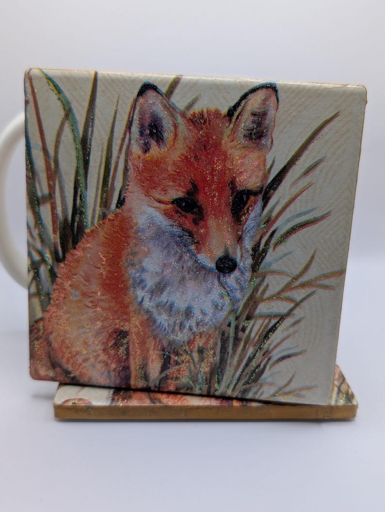 Fox Ceramic Coaster - Woodland Animal Drink Coaster, Cute Rustic Decor ...