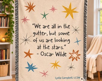 Personalized Oscar Wilde Woven Blanket, Whimsical Literary Throw, Book Lover Gift, Therapist Office Decor, Social Worker Gift