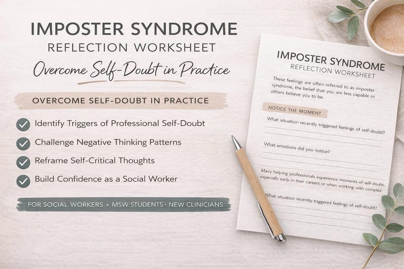 Imposter Syndrome Reflection Worksheet | Social Work Supervision Tool ...