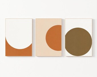 Conjunto de 3 pôsteres abstratos escandinavos para parede | Impressões nórdicas minimalistas | Pôsteres modernos em tons neutros | Decoração boho para casa | Arte digital para parede