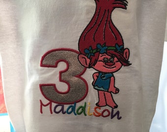 Personalized Birthday Troll Embroidered Tshirt