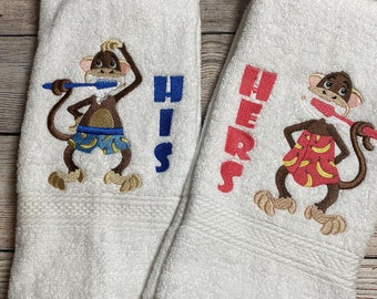 His and Hers Monkey Towels