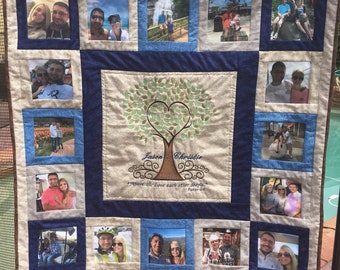 Custom Wedding Anniversary Memory Quilt Wall Hanging