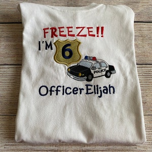 Personalized Cops and Robbers Embroidered Birthday Tshirt