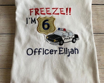 Personalized Cops and Robbers Embroidered Birthday Tshirt